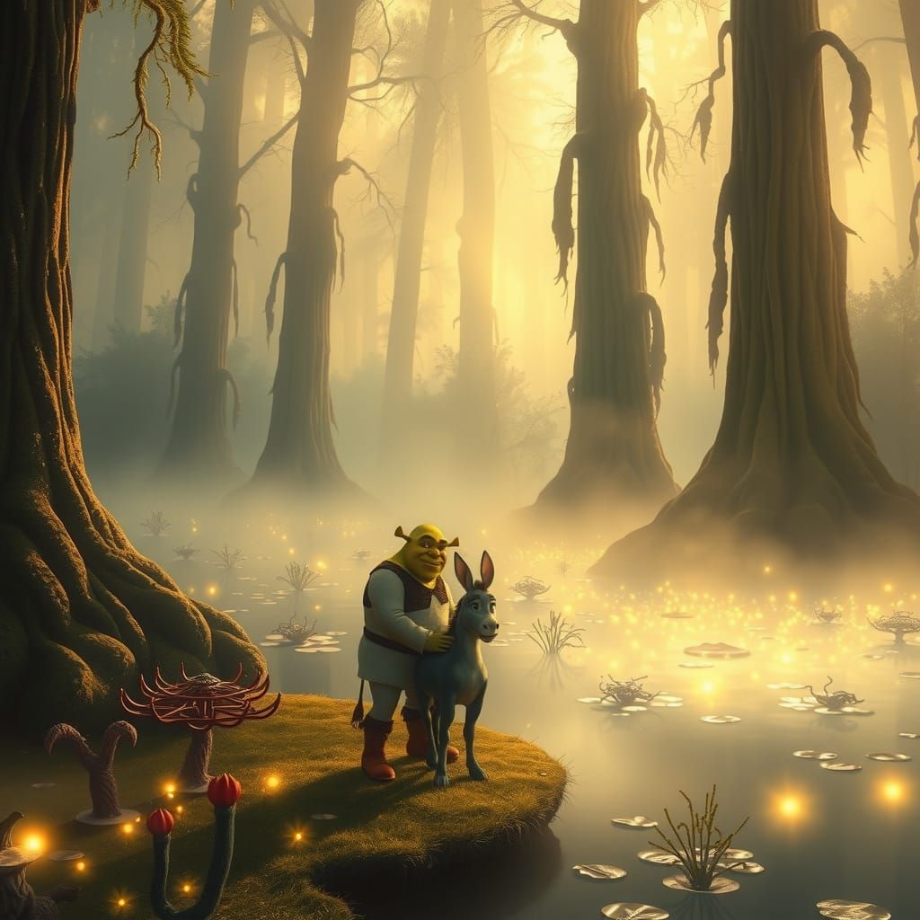 Shrek and Donkey in Fairy-Tale Swamp