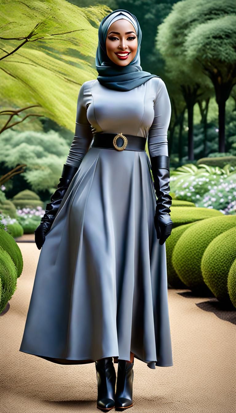 Egyptian Woman in Botanic Garden at Night