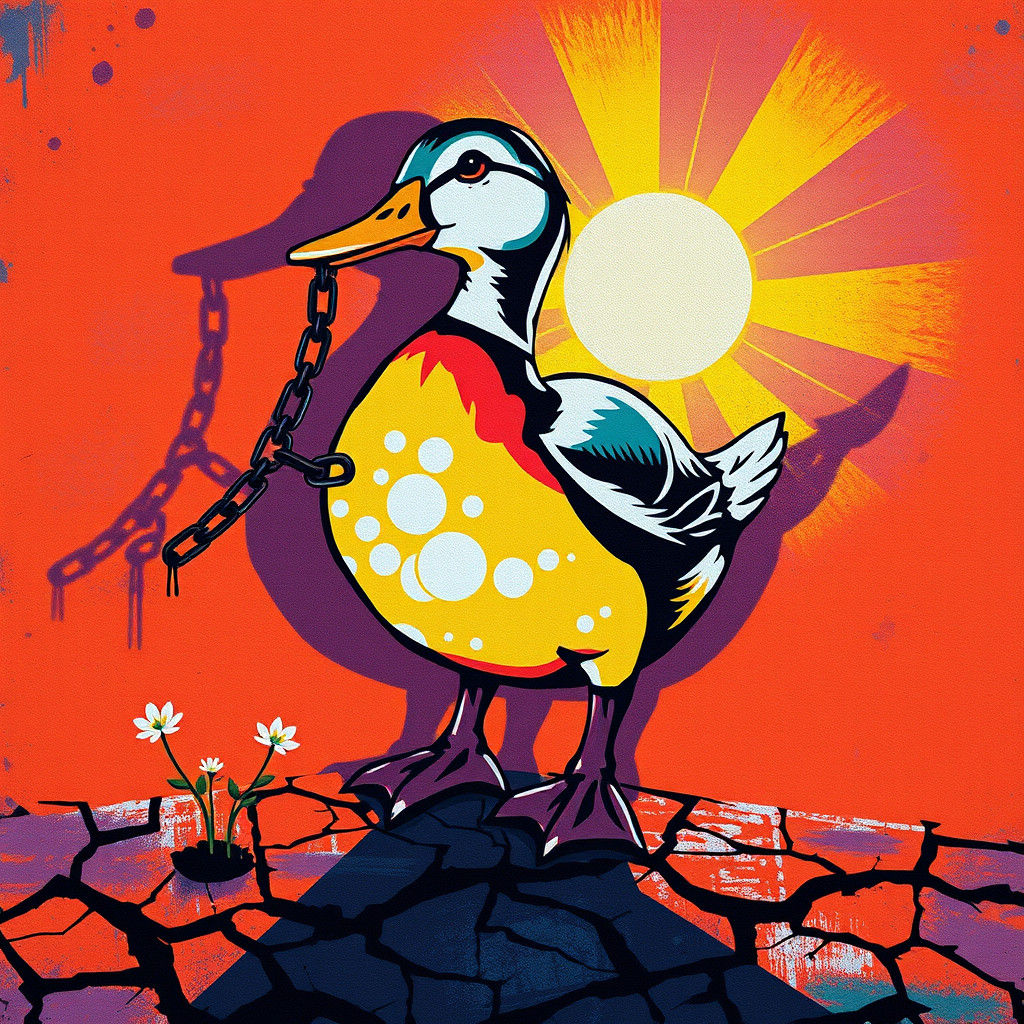 Duck with Broken Chain in Graffiti Street Art