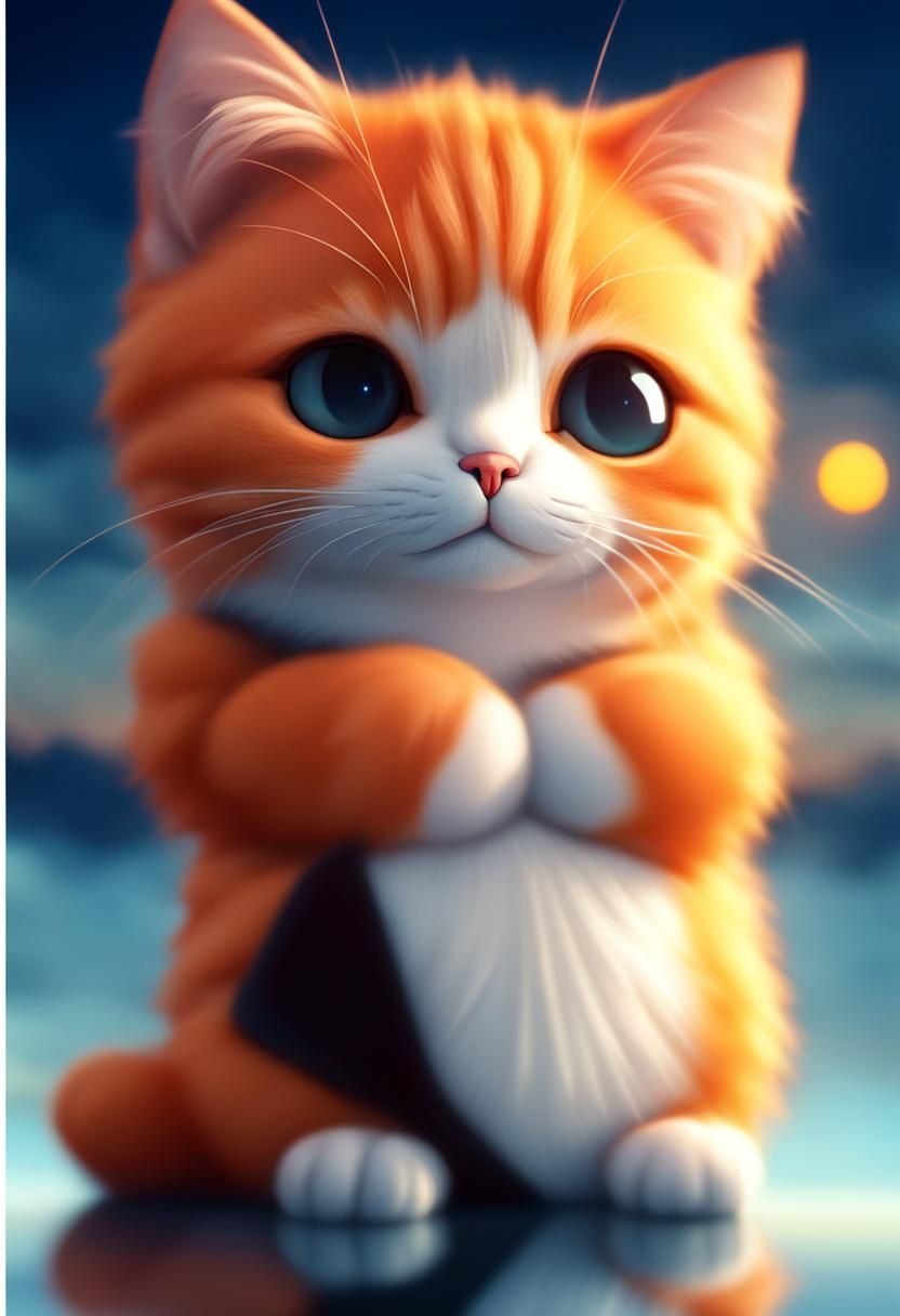 Orange Cat Silhouette at Sunset