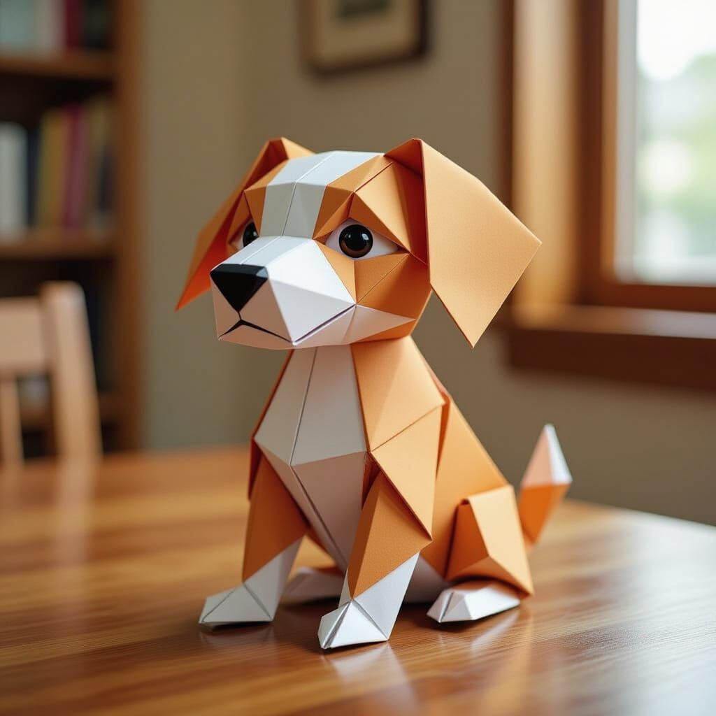 Origami Dog Inspired by Contemporary Art