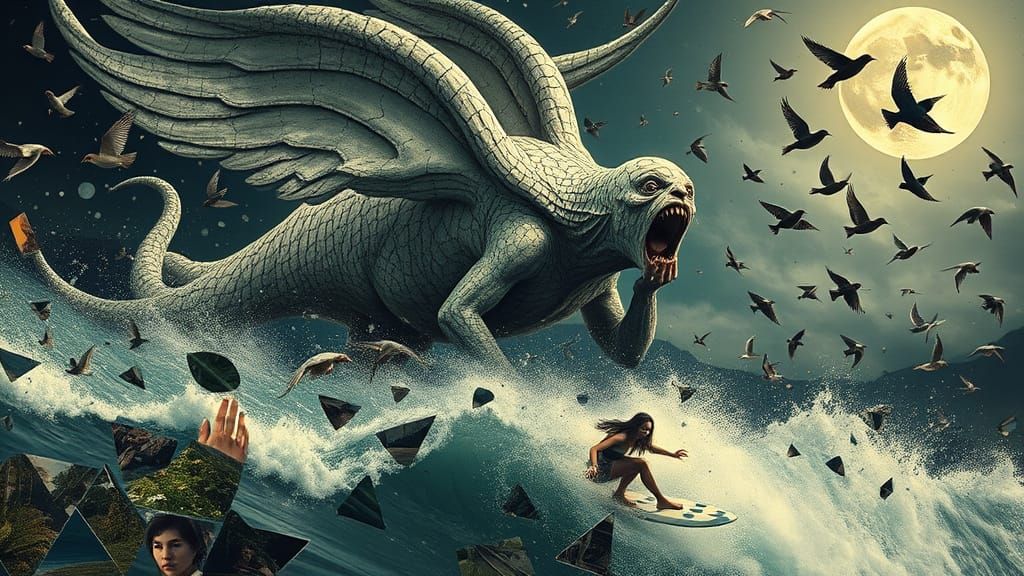 Angel of Memories in a Surreal Mirror Labyrinth