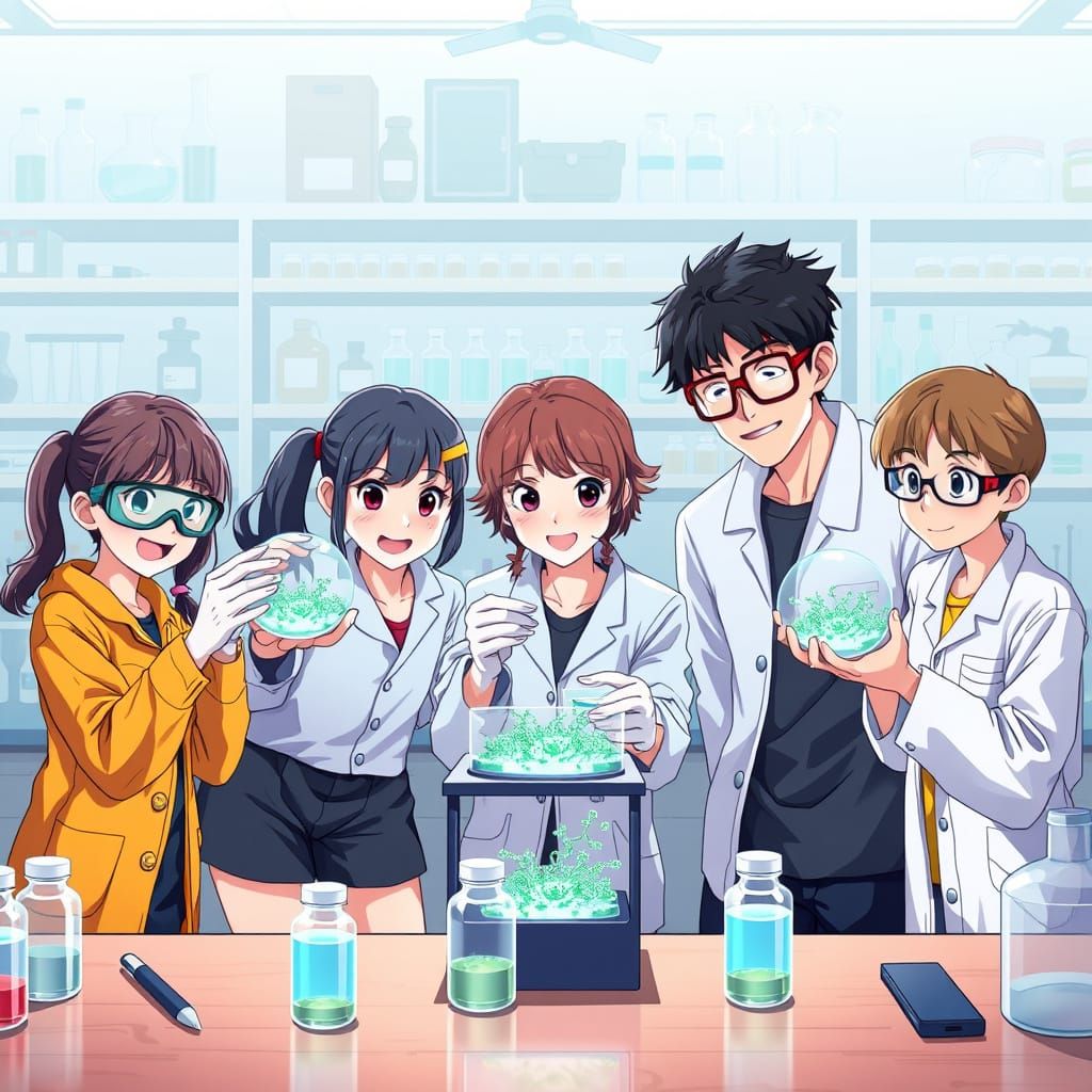 Curious Young Scientists Explore Microorganisms in a Vibrant...