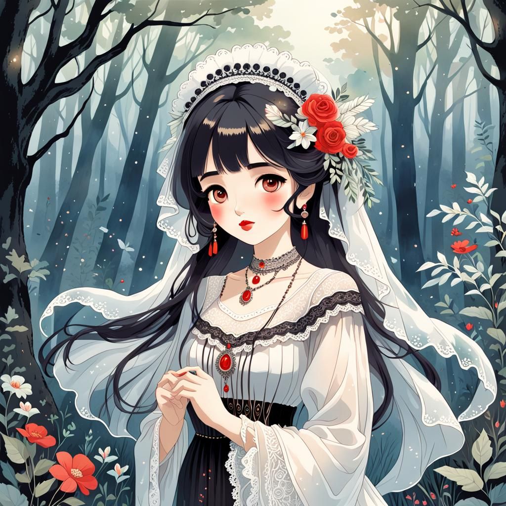 Gentle Ghost in Arte Povera Style Illustration