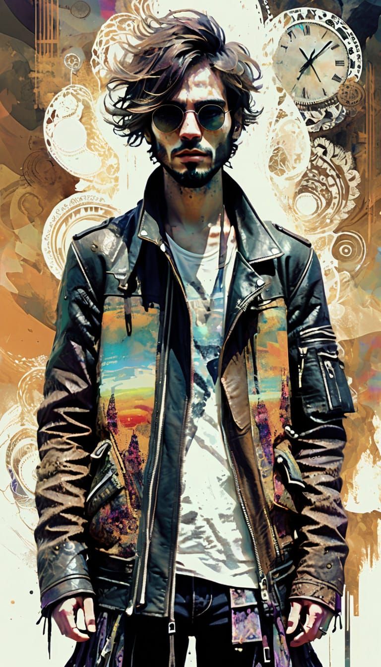 Ethereal Vagrant Portrait in Surrealist Filigree Style