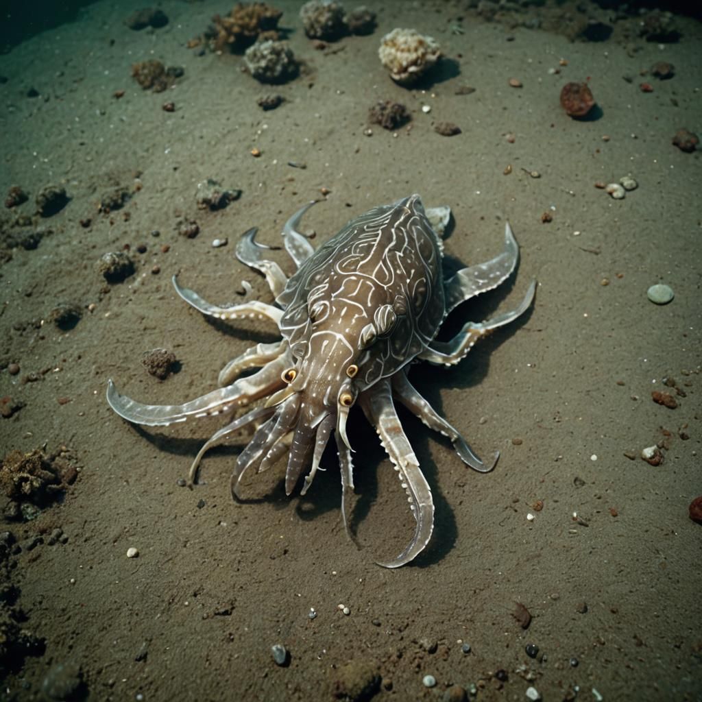 Dramatic Cuttlefish in Cinematic Film Still