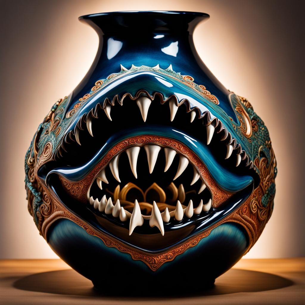Gothic Ceramic Shark Mouth Vase