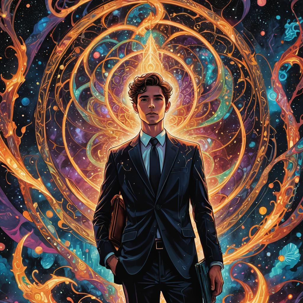 Astral Portal Opens for Young Man: Comic Style