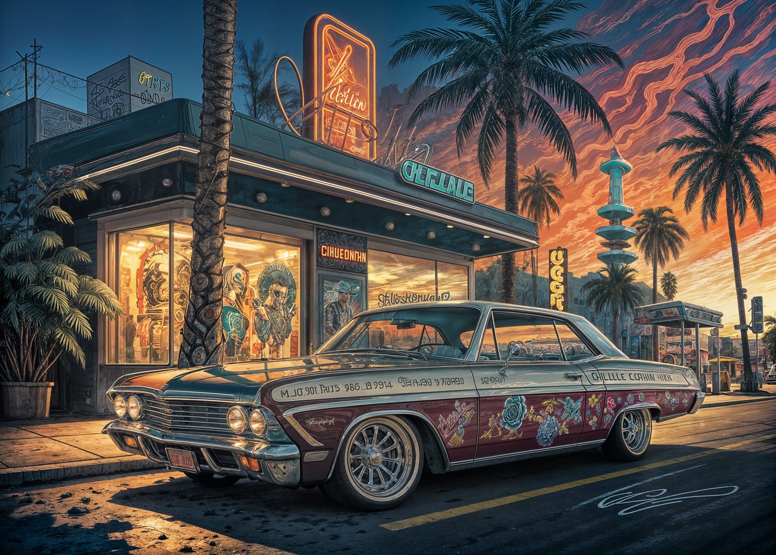 Custom 1965 Impala Lowrider with Airbrushed Murals