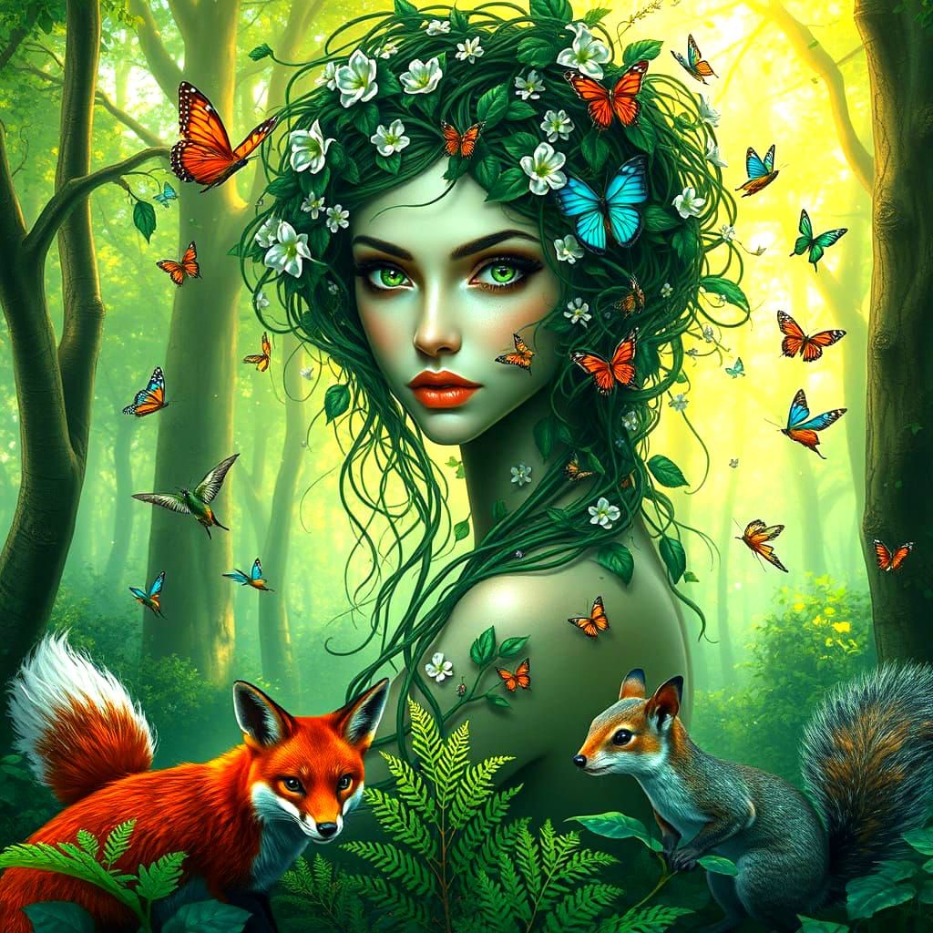 Mystical Forest Sorceress in Epic Digital Painting