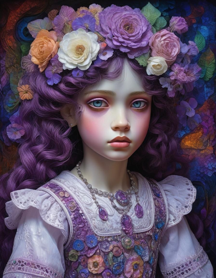 Beautiful Girl Doll in Fauvist Romantic Style