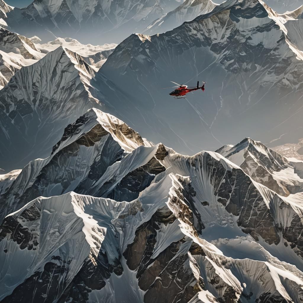 Helicopter Over Mount Everest: Aerial Photography
