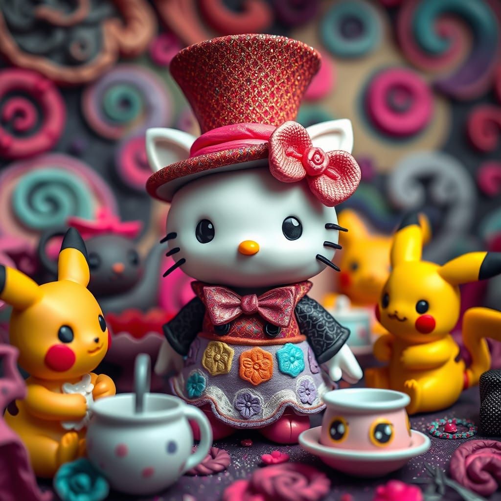 Playdough Hello Kitty Mad Hatter Tea Party