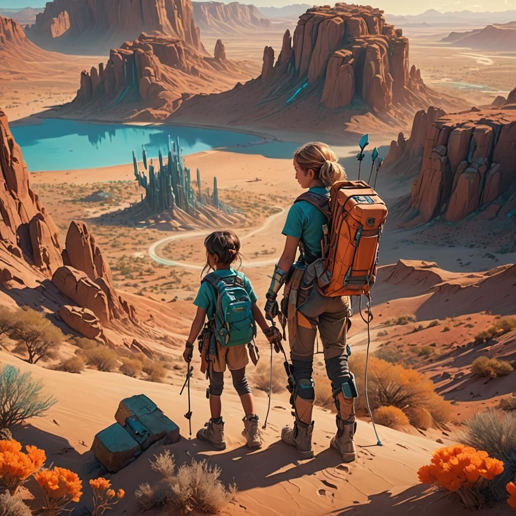 Desert Adventure: Woman with Bow in Fantasy Matte Painting