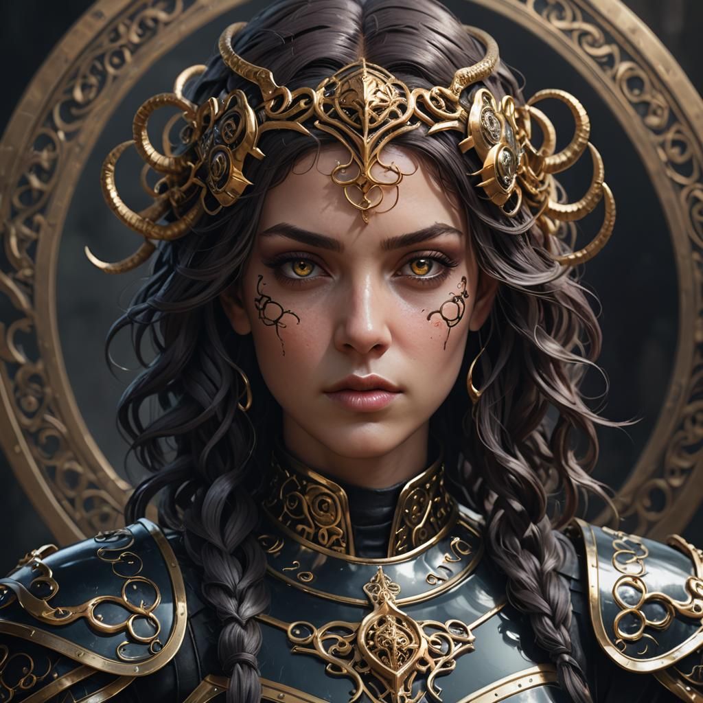 Medusa in Gothic Armor: Dark Fantasy Portrait