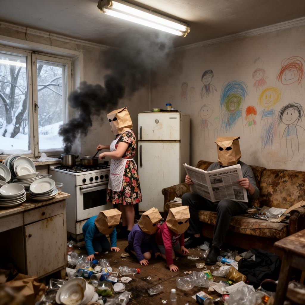 Surreal Soviet Kitchen Domestic Scene