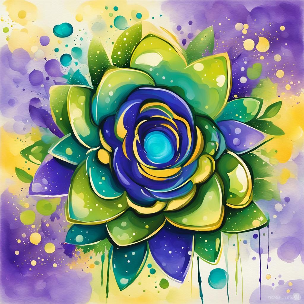 Happy Kitten in Ethereal Floral Abstraction