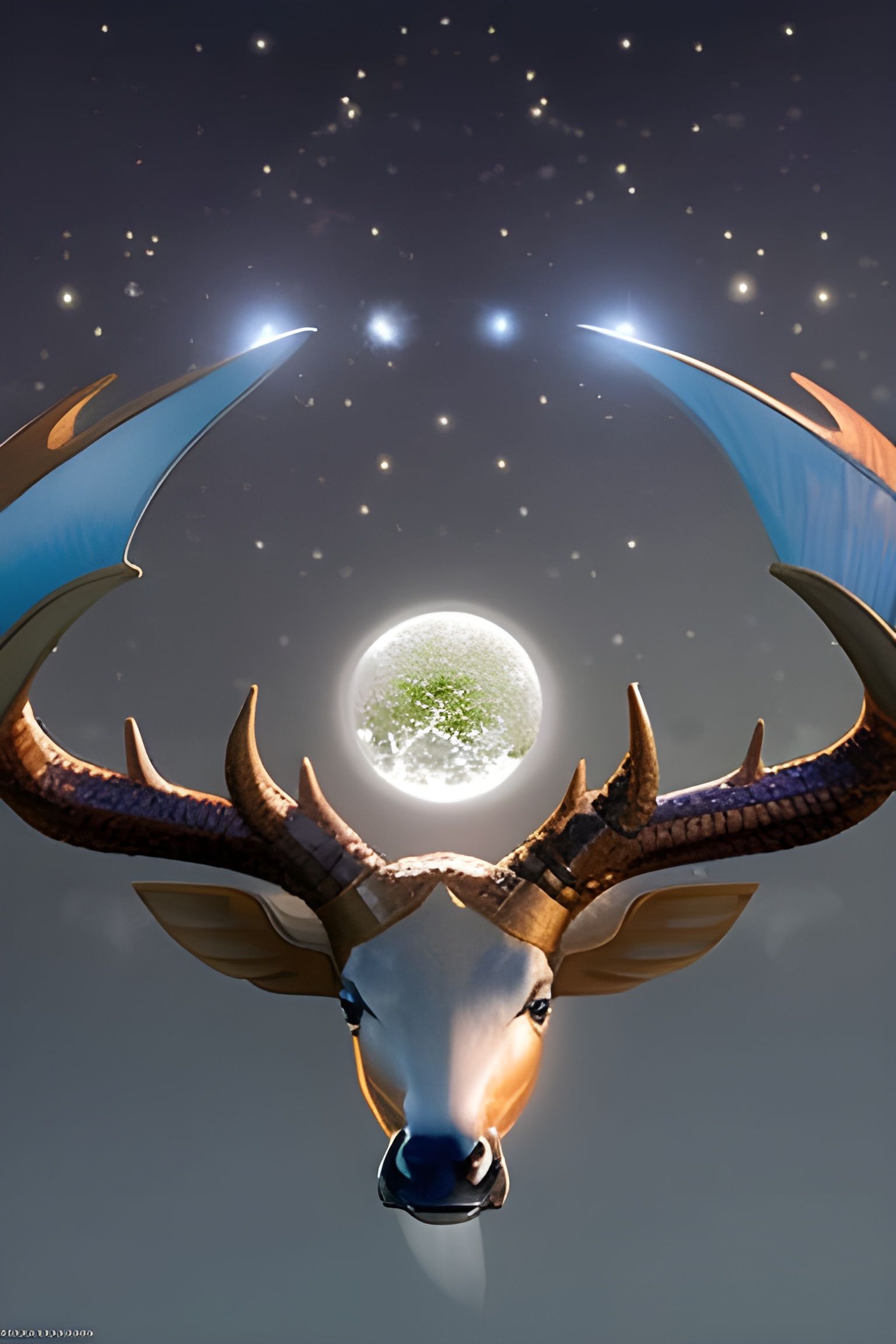 Stag with Glowing Orb: Hyperdetailed Digital Painting