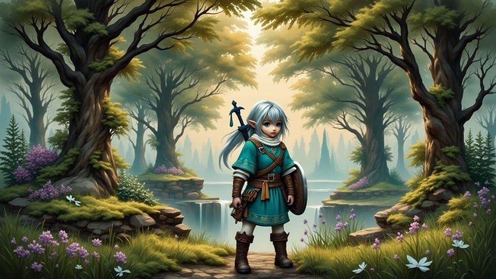 Ethereal Link in Whimsical Enchanted Forest