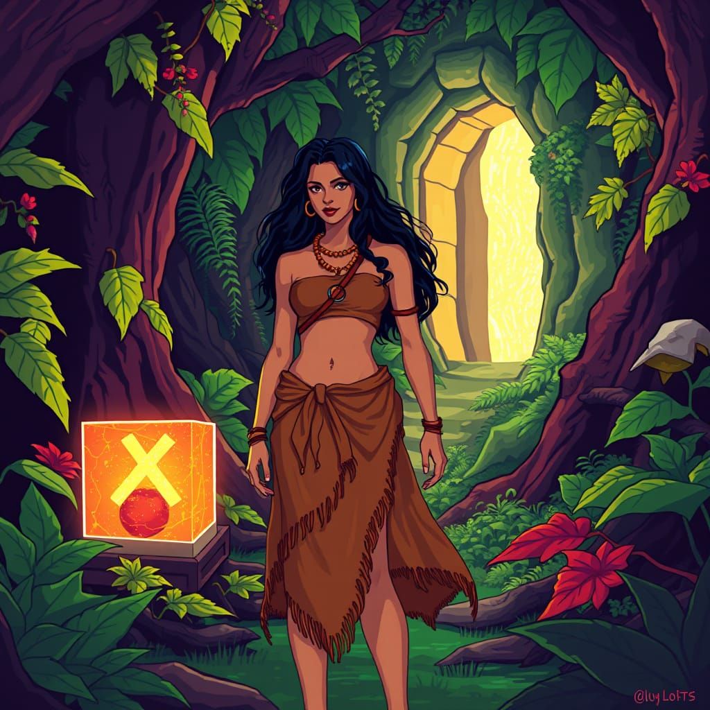 Woman Before Greedy Swamp Pixel Art Portal