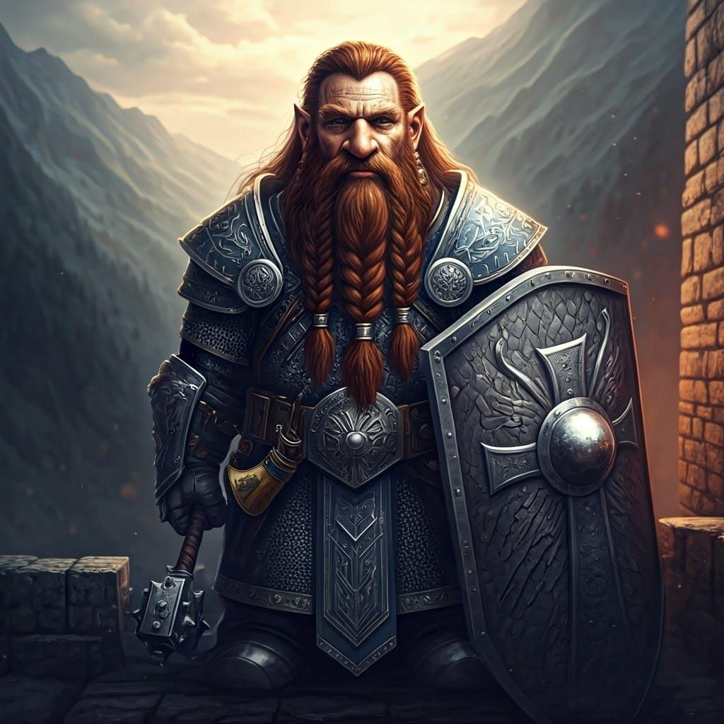Dwarf Warrior Priest on Castle Ramparts