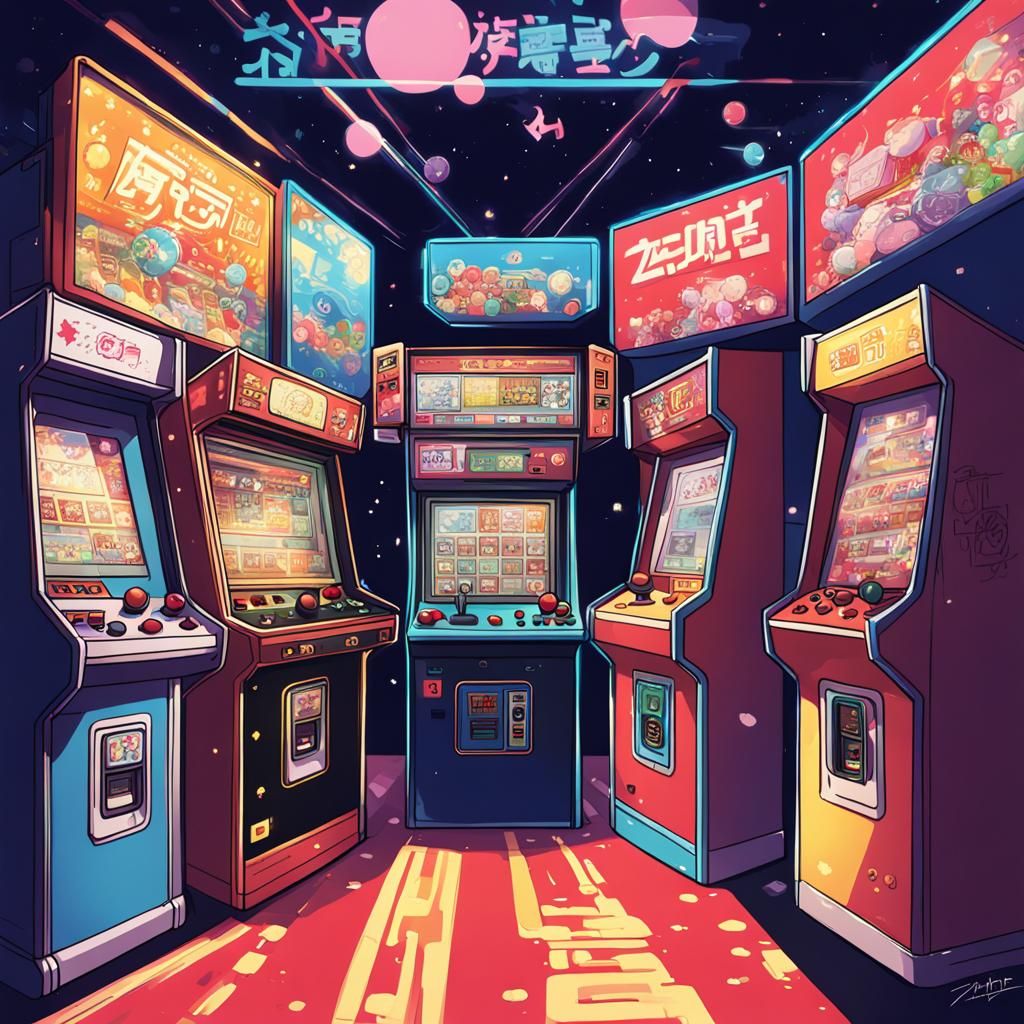 Anime Style Arcade Machine Illustration