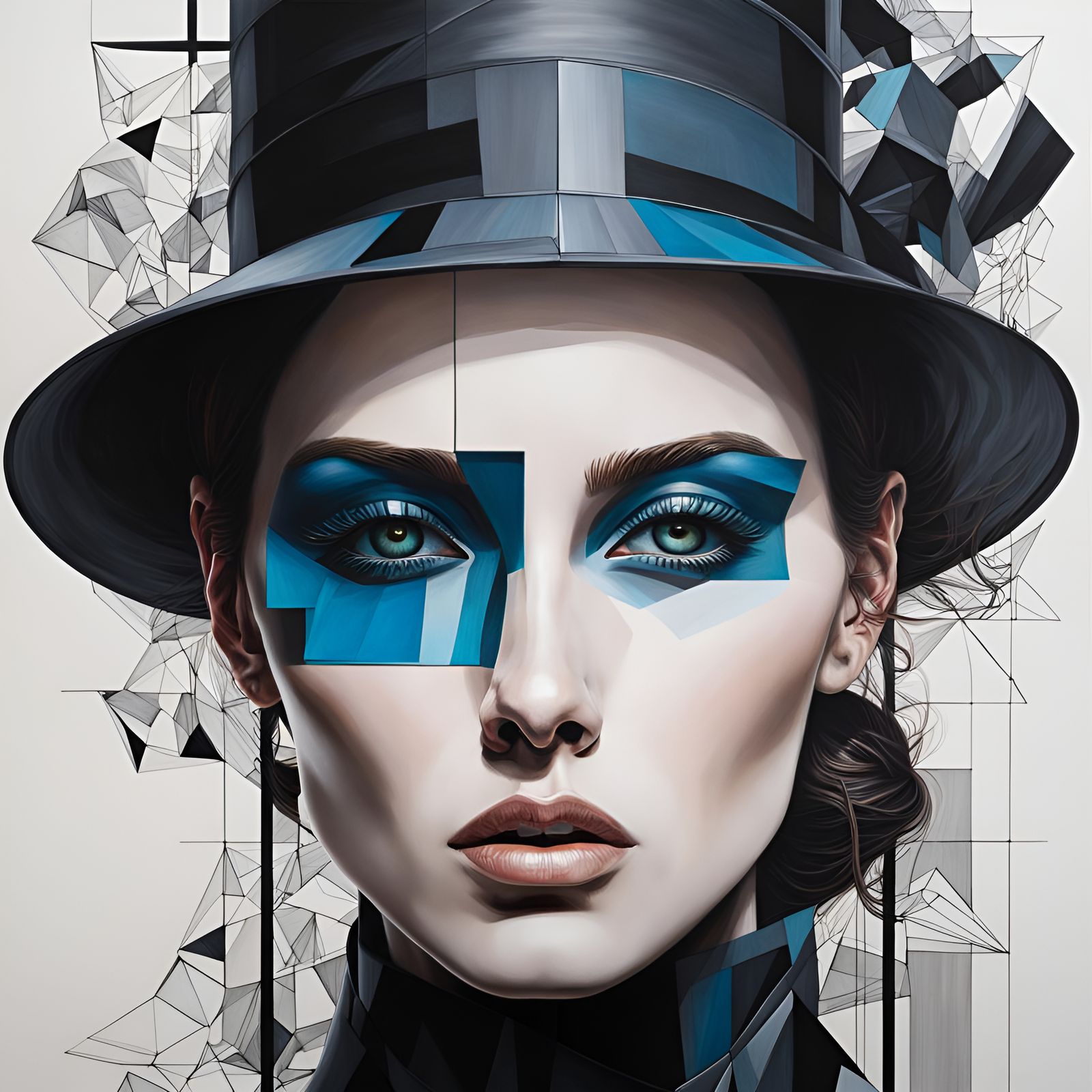 Woman's Anatomy with Geometric Patterns in Expressionist Sty...