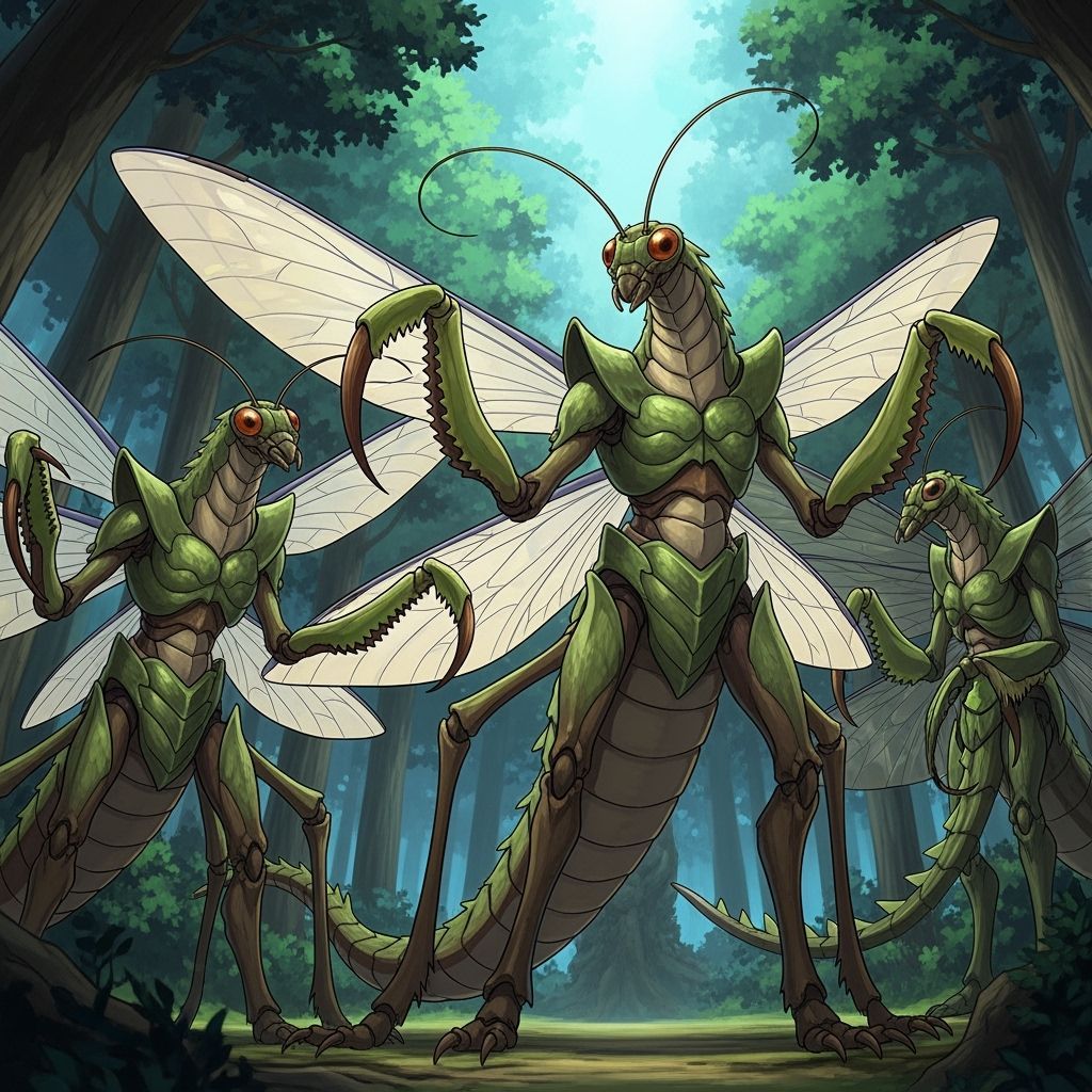 Plasectiles: Regal Reptilian Insectoids in Lush Forest