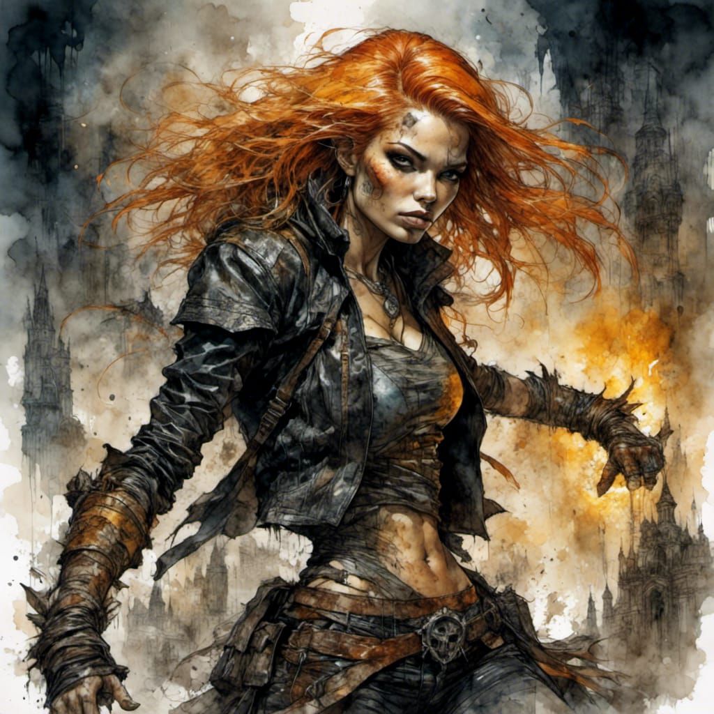 Hobgoblin Necromancer in Watercolor Grunge Style