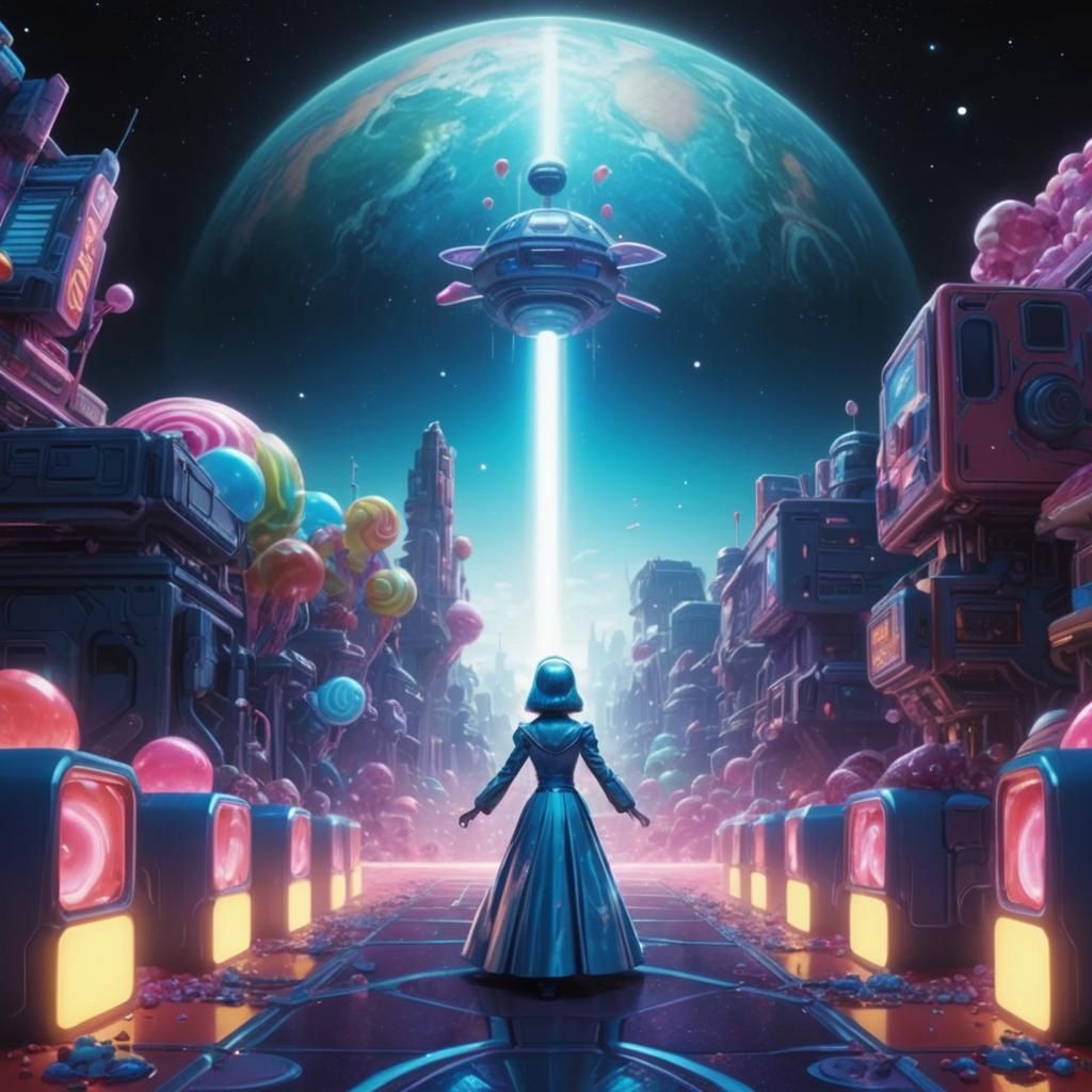 Sci-Fi Movie Scene in Candy Art Style