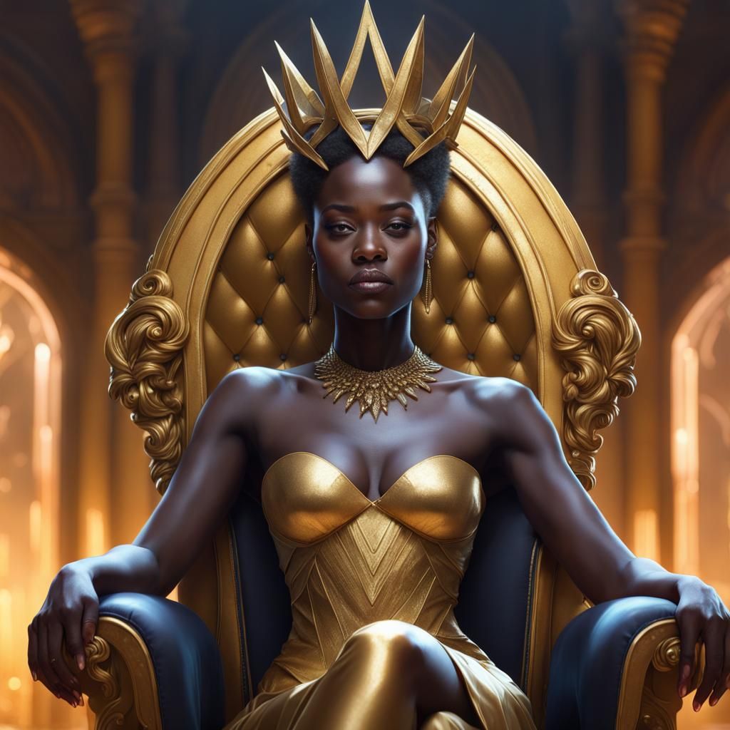 Dark Witch Queen Portrait in Art Nouveau Style