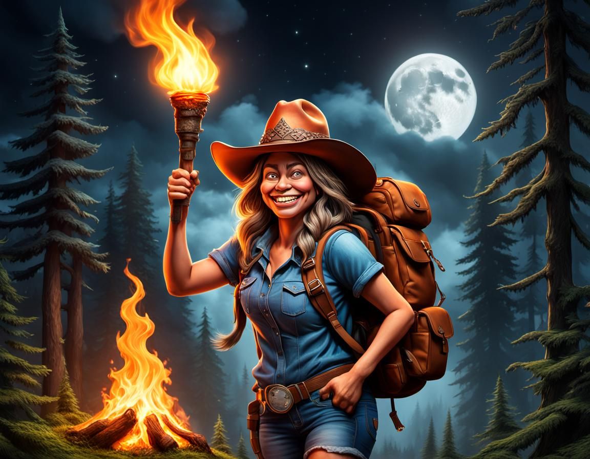 Happy Fairy Bigfoot in Forest, Hyperrealistic 3D Art