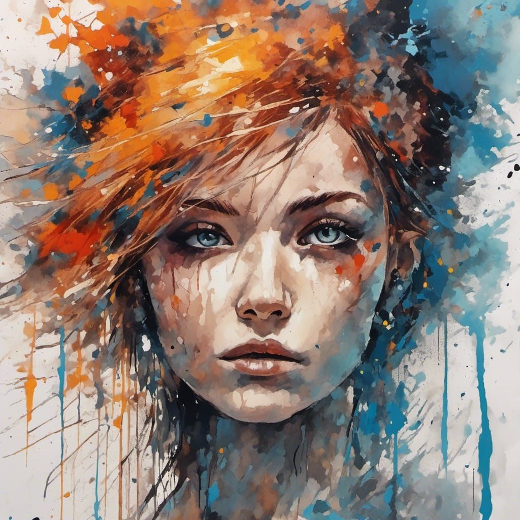 Elegant Portrait in Carne Griffiths Style