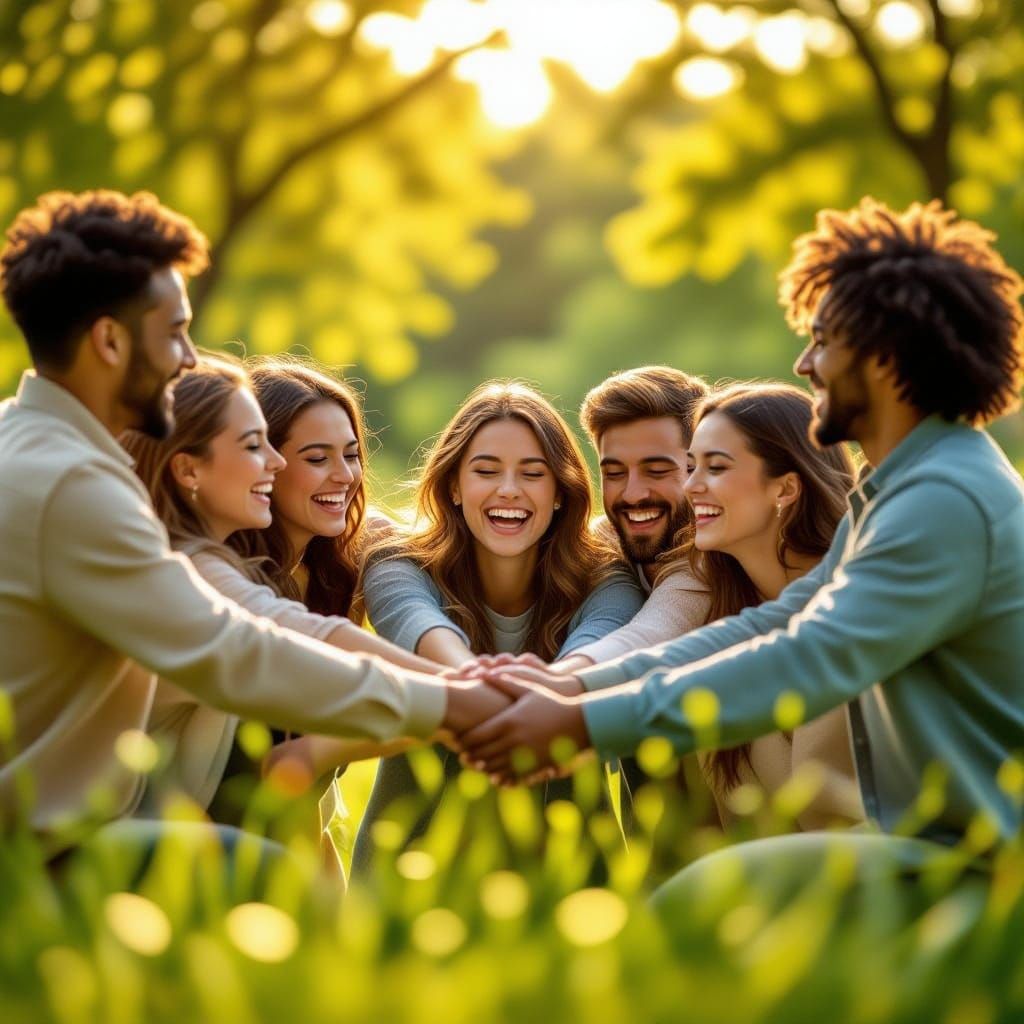 Joyful Friends Spinning in a Sunlit Park