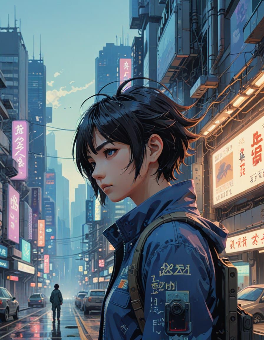 Surreal Cyberpunk Landscape in Vibrant Needlepoint Style