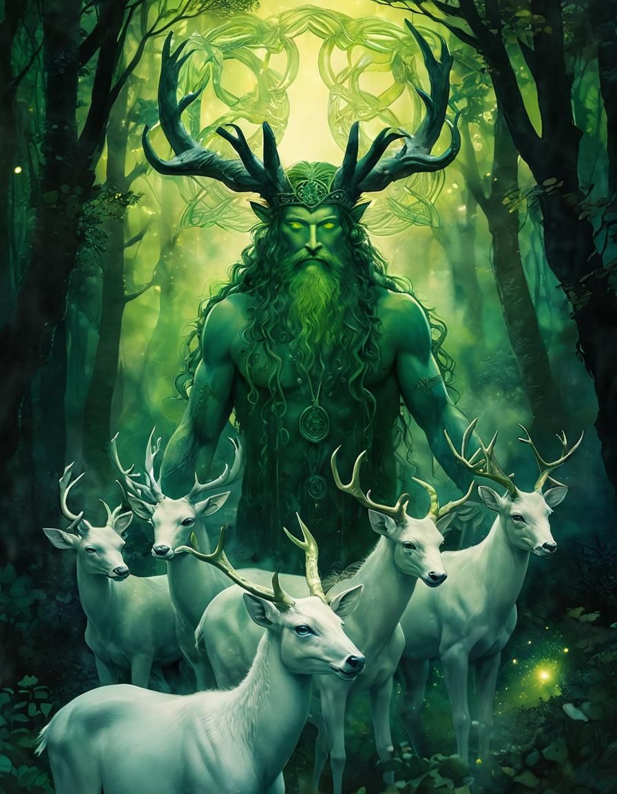 Cernunnos, the archaic Celtic deity of nature, wild beasts and fertility
“lord of wild things”. He wore stag antlers and...