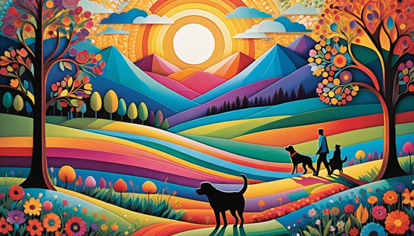 Isometric Folk Art: Faces, Nature, and Vibrant Colors