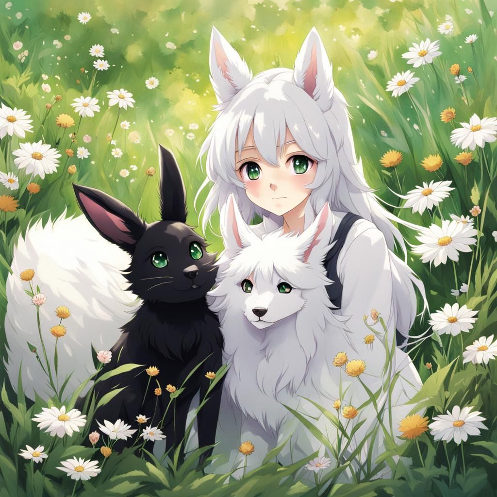 Rabbit Wolfie and rabbit Moon