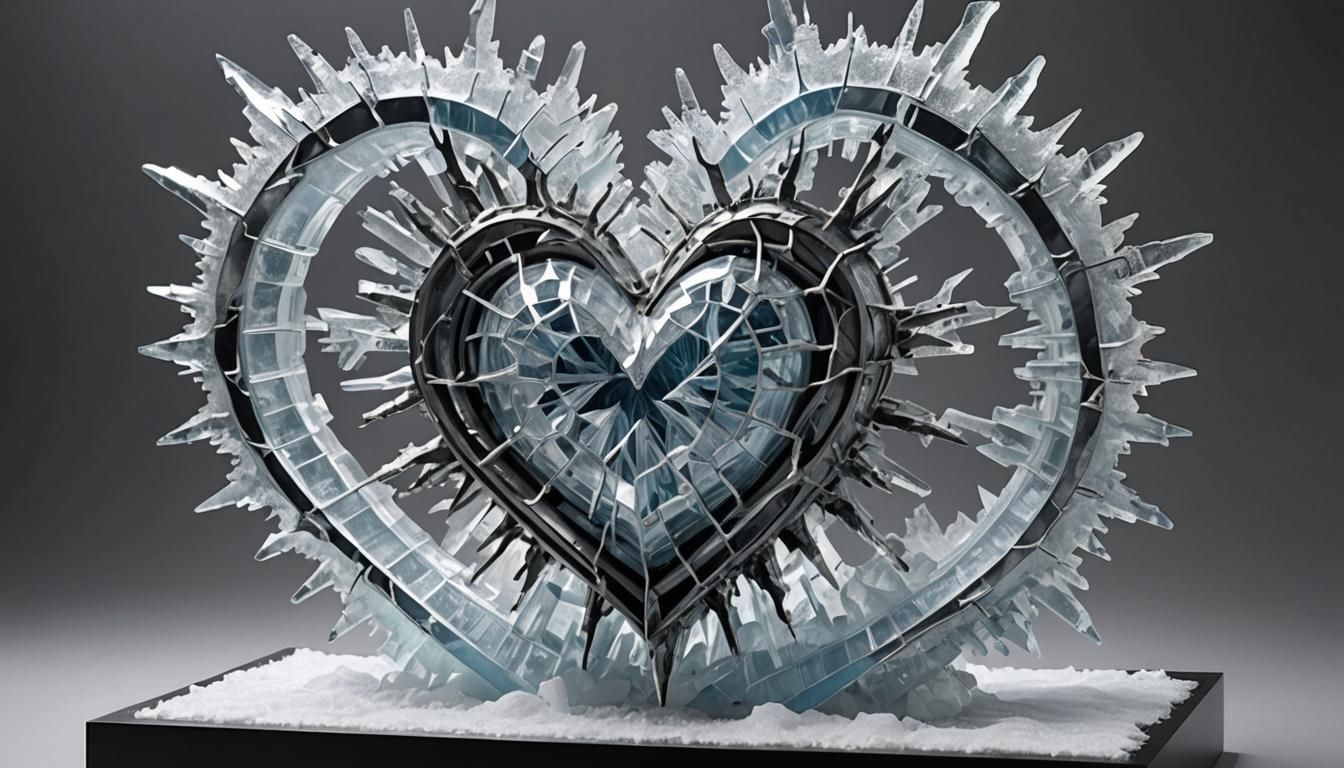 Frozen Heart in Ice: A 3D Abstract Sculpture