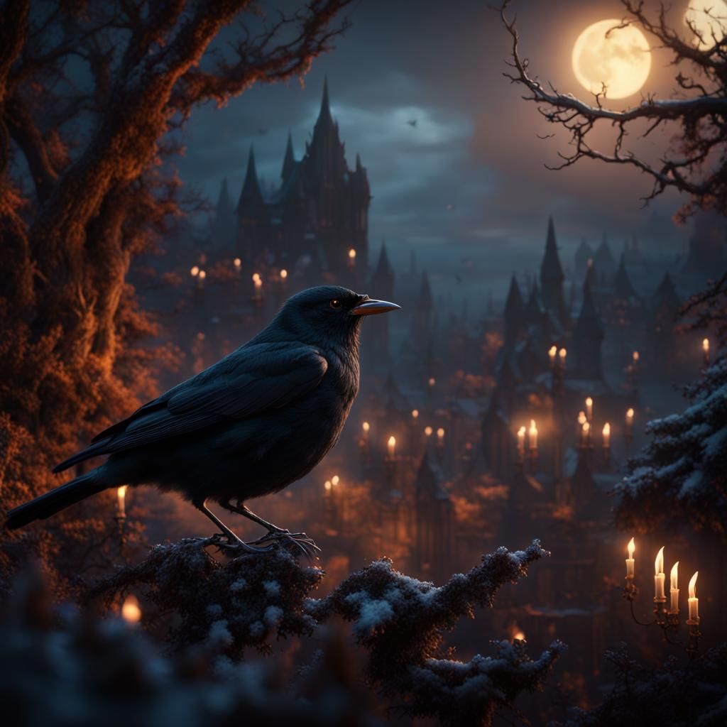 Blackbird Sings in the Night: Detailed Matte Painting