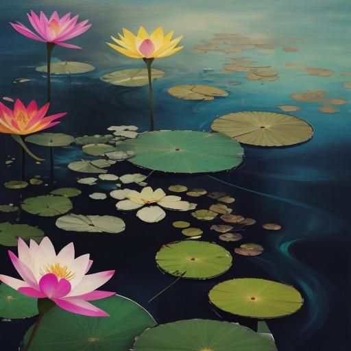 Australian Lily and Lotus Flowers in Matisse Style