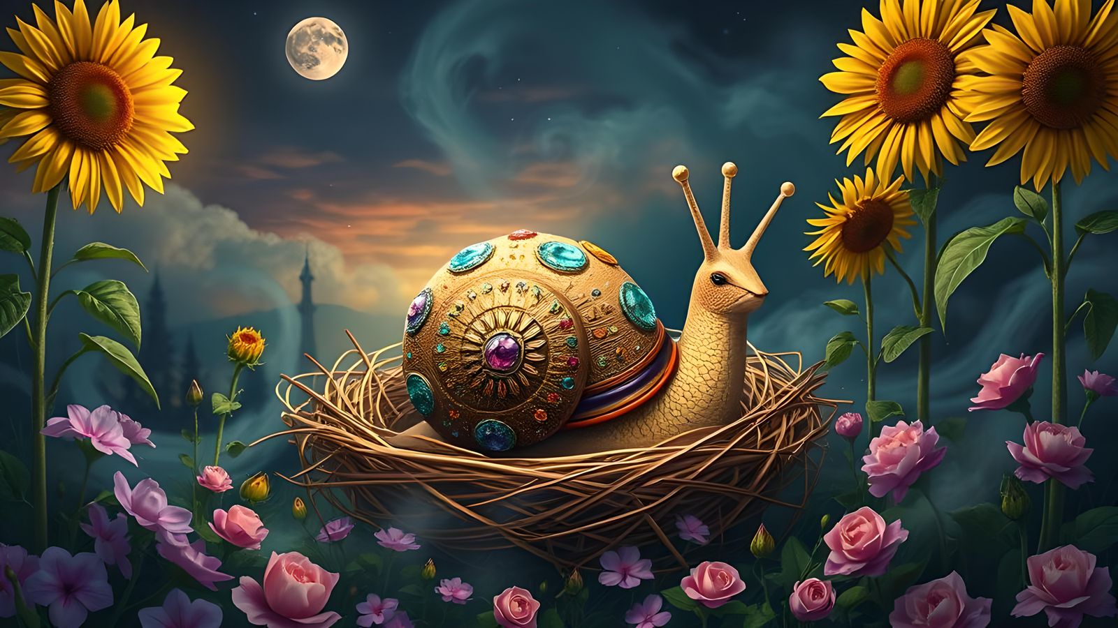 Bejeweled Snail in Moonlight, Fabergé Style