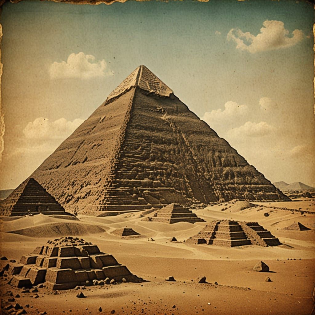 Vintage Photograph of Ancient Pyramids