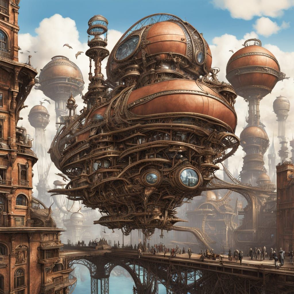 Steampunk Megastructure Unveils Futuristic Metropolis
