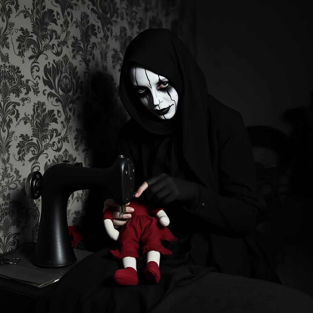 Mime Woman in Dark, Untidy Room