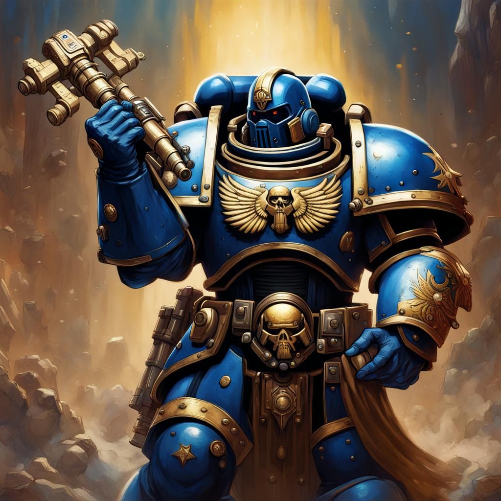 Warhammer 40K Space Marine with Mancatcher Polearm