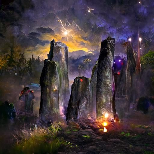 Ethereal Standing Stones Ritual Under Starlight