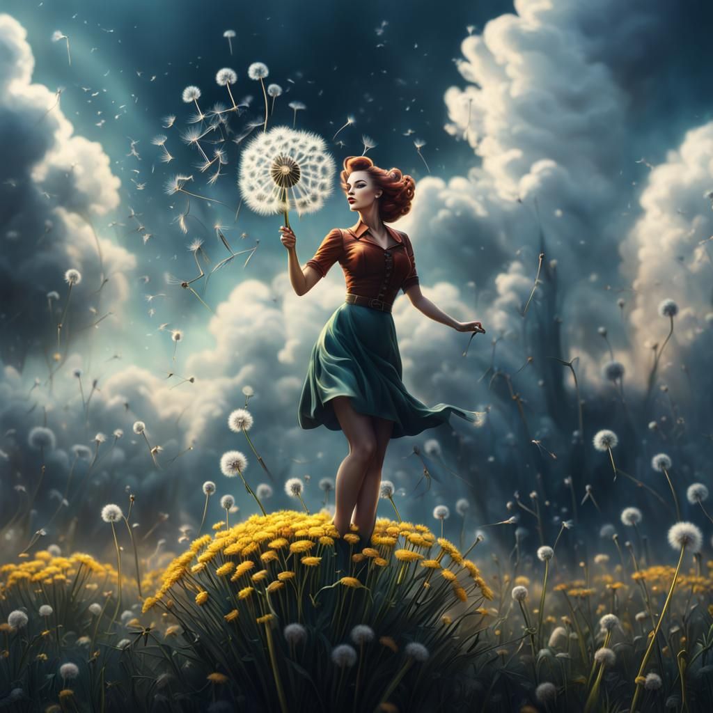 Dandelion Pin-Up Girl: Epic Digital Matte Painting