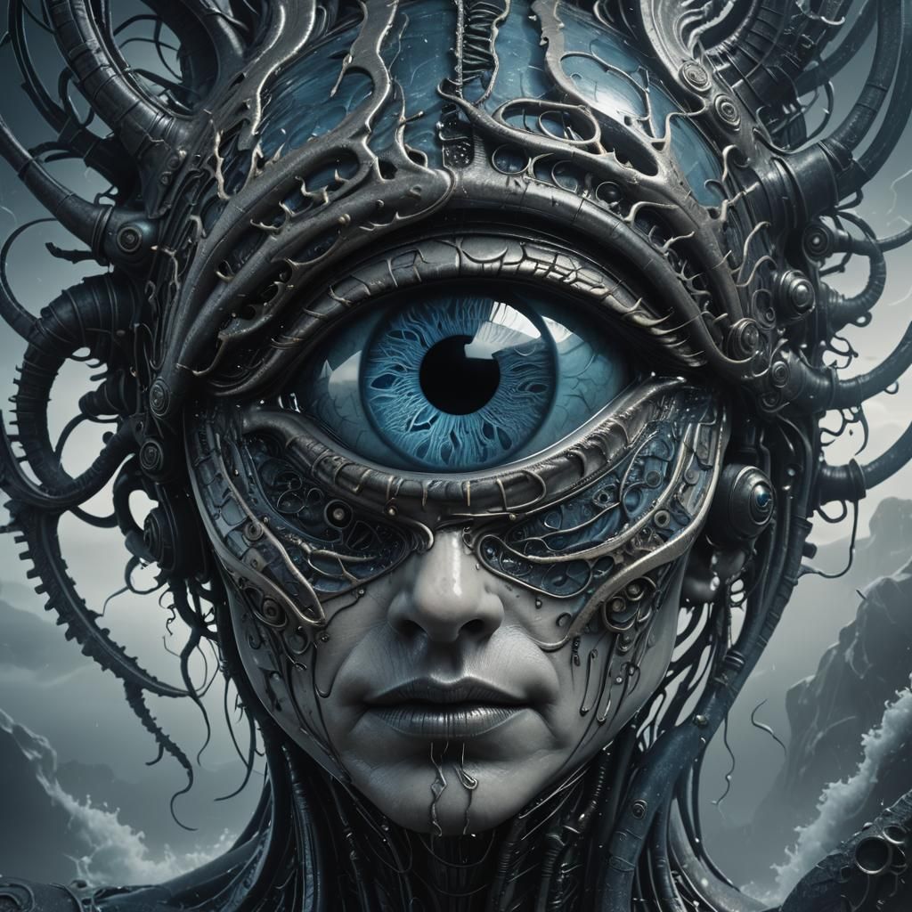 Biomechanical Glass 'A' in Dark Fantasy 3D Render