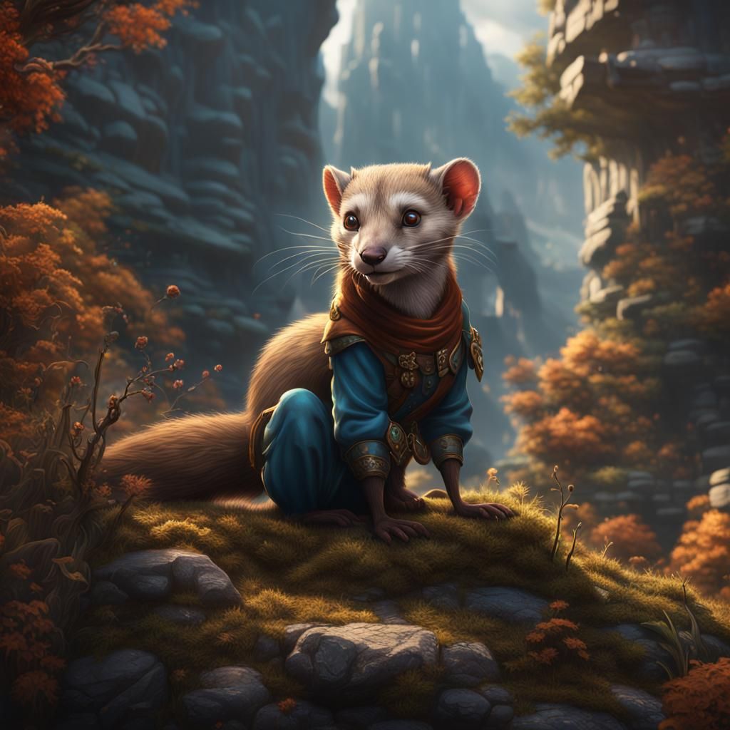 Sly Weasel in Detailed Fantasy Concept Art